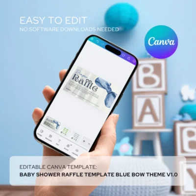 Baby Shower Raffle Template Blue Bow Theme v1.0