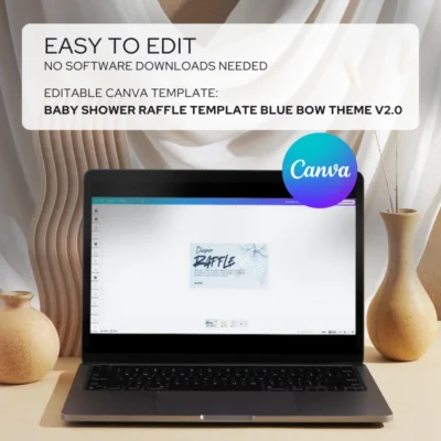 Baby Shower Raffle Template Blue Bow Theme v2.0