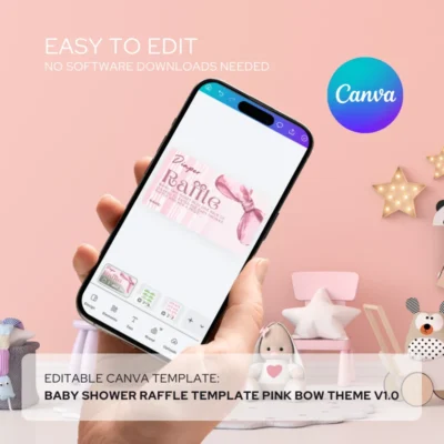Baby Shower Raffle Template Pink Bow Theme v1.0