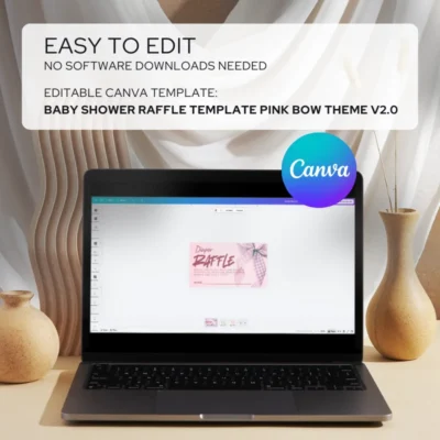 Baby Shower Raffle Template Pink Bow Theme v2.0