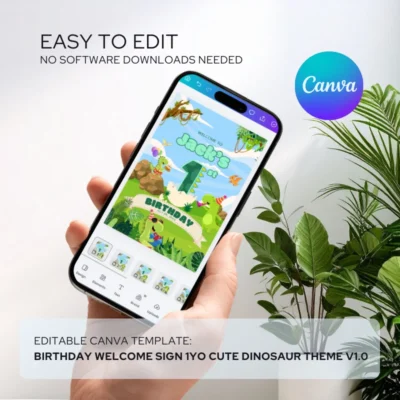 Birthday Welcome Sign 1yo Cute Dinosaur Theme v1.0