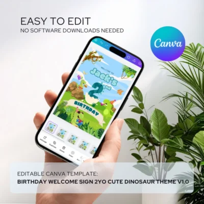 Birthday Welcome Sign 2yo Cute Dinosaur Theme v1.0