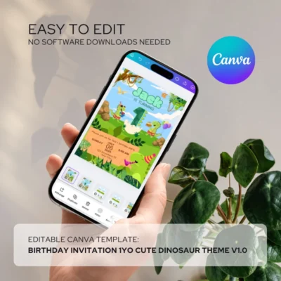 Kids Birthday Invite 1yo Cute Dinosaur Theme v1.0