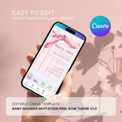 Baby Shower Invitation Pink Bow Theme v1.0