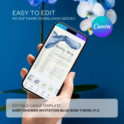 Baby Shower Invitation Blue Bow Theme v1.0