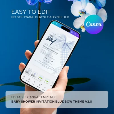 Baby Shower Invitation Blue Bow Theme v2.0