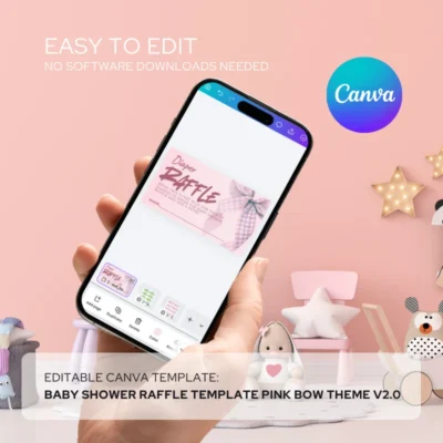 Baby Shower Raffle Template Pink Bow Theme v2.0