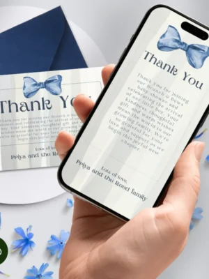 Baby Shower Thank You Card Blue Bow Theme v1.0