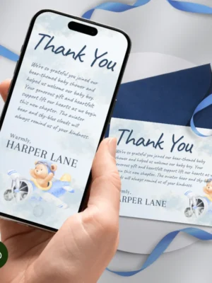 Baby Shower Thank You Card Bear Theme v1.0