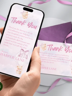 Baby Shower Thank You Card Bear Theme v1.3