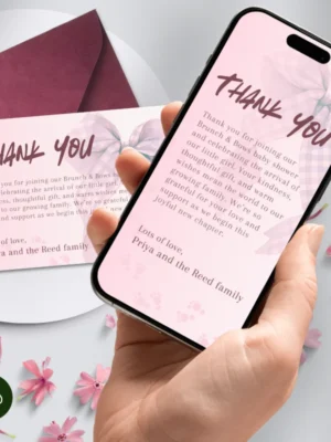Baby Shower Thank You Card Pink Bow Theme v2.0
