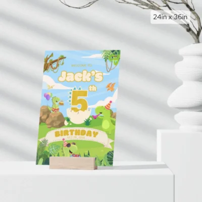 Birthday Welcome Sign 5Yo Cute Dinosaur Theme v1.0