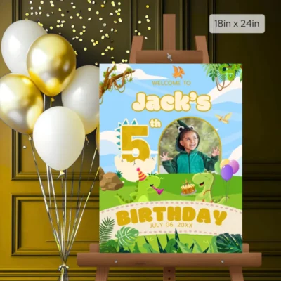 Birthday Welcome Sign 5Yo Cute Dinosaur Theme v1.1