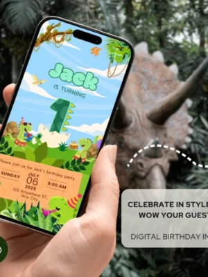 Digital Birthday Invite 1Yo Cute Dinosaur Theme v1.0