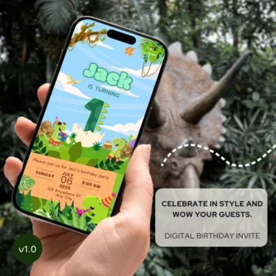 Digital Birthday Invite 1Yo Cute Dinosaur Theme v1.0