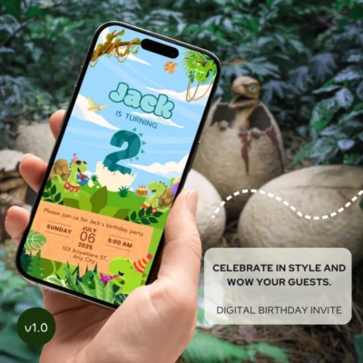 Digital Birthday Invite 2Yo Cute Dinosaur Theme v1.0