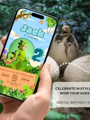 Digital Birthday Invite 2Yo Cute Dinosaur Theme v1.1