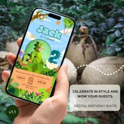 Digital Birthday Invite 2Yo Cute Dinosaur Theme v1.1