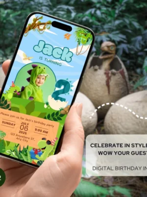 Digital Birthday Invite 2Yo Cute Dinosaur Theme v1.2