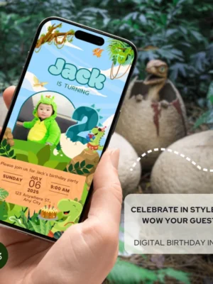 Digital Birthday Invite 2Yo Cute Dinosaur Theme v1.3