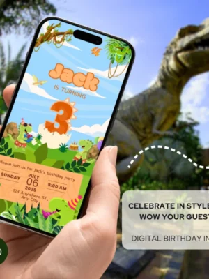 Digital Birthday Invite 3Yo Cute Dinosaur Theme v1.0