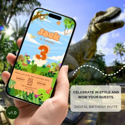 Digital Birthday Invite 3Yo Cute Dinosaur Theme v1.0