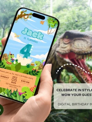 Digital Birthday Invite 4Yo Cute Dinosaur Theme v1.0