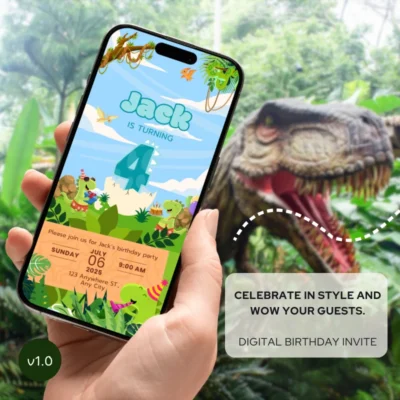 Digital Birthday Invite 4Yo Cute Dinosaur Theme v1.0