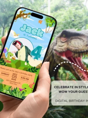 Digital Birthday Invite 4Yo Cute Dinosaur Theme v1.1