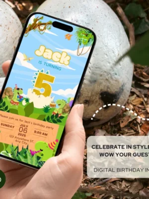 Digital Birthday Invite 5Yo Cute Dinosaur Theme v1.0
