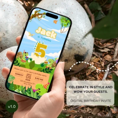 Digital Birthday Invite 5Yo Cute Dinosaur Theme v1.0