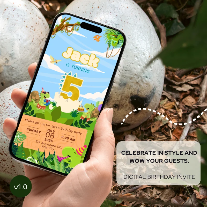 Digital Birthday Invite 5Yo Cute Dinosaur Theme v1.0