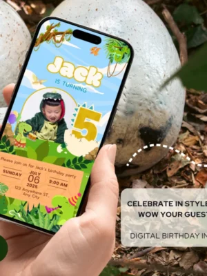 Digital Birthday Invite 5Yo Cute Dinosaur Theme v1.1