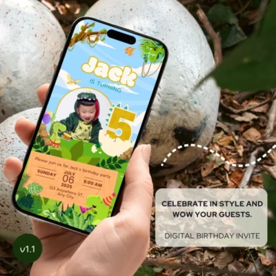 Digital Birthday Invite 5Yo Cute Dinosaur Theme v1.1