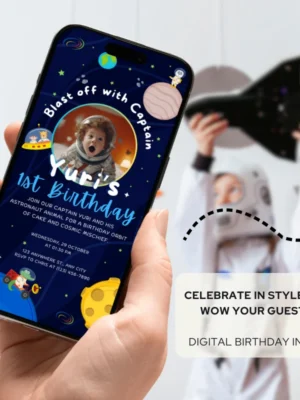 Digital Birthday Invite Animal Astronaut Theme v1.0