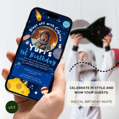 Digital Birthday Invite Animal Astronaut Theme v1.1