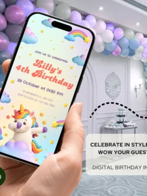 Digital Birthday Invite Unicorn Theme v1.0