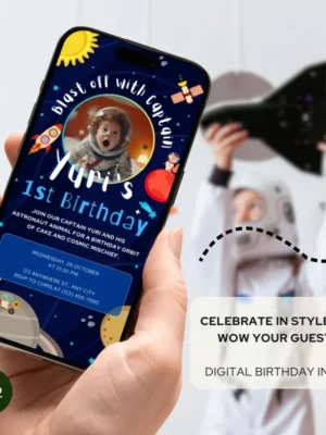 Digital Birthday Invite Animal Astronaut Theme v1.2