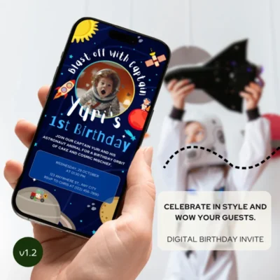 Digital Birthday Invite Animal Astronaut Theme v1.2