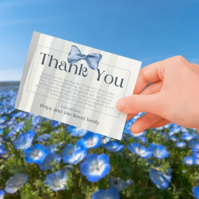 Baby Shower Thank You Card Blue Bow Theme v1.0