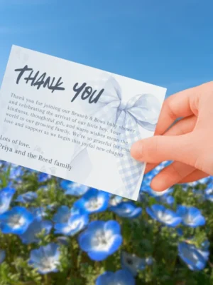 Baby Shower Thank You Card Blue Bow Theme v2.0