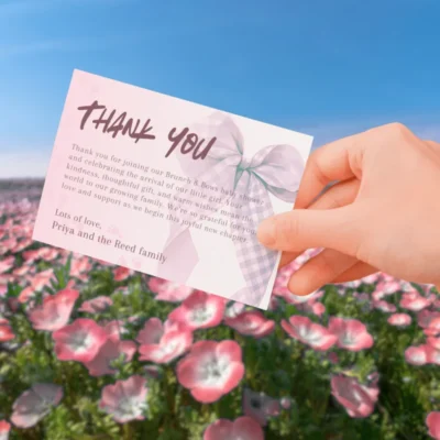 Baby Shower Thank You Card Pink Bow Theme v2.0
