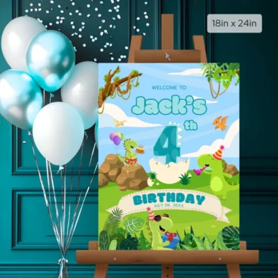 Birthday Welcome Sign 4Yo Cute Dinosaur Theme v1.0