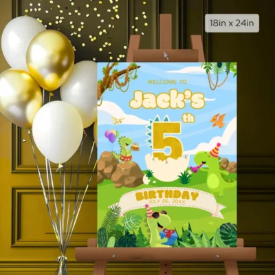 Birthday Welcome Sign 5Yo Cute Dinosaur Theme v1.0