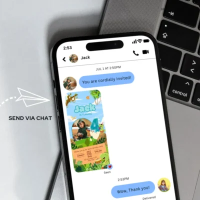 Digital Birthday Invite 4Yo Cute Dinosaur Theme v1.3