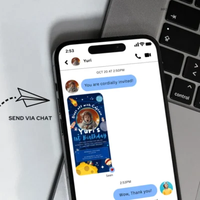 Digital Birthday Invite Animal Astronaut Theme v1.1