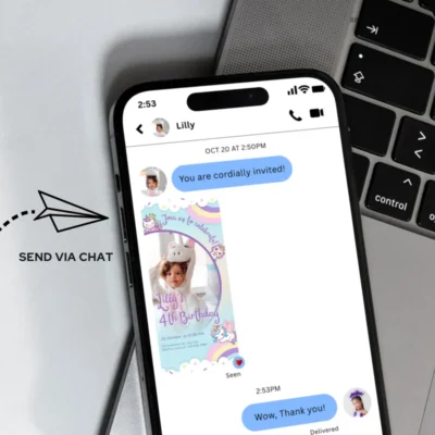 Digital Birthday Invite Unicorn Theme v3.0