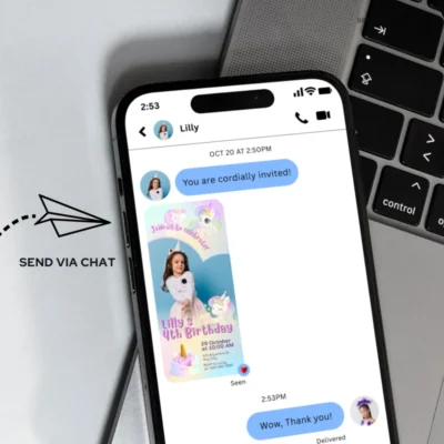 Digital Birthday Invite Unicorn Theme v4.0