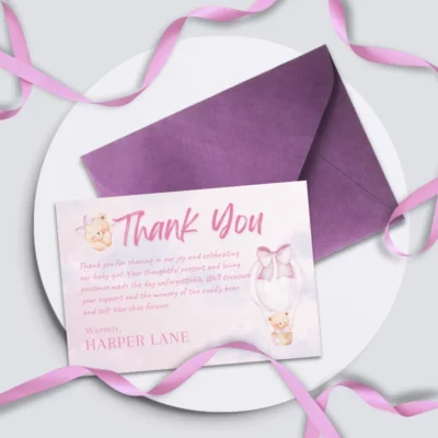 Baby Shower Thank You Card Bear Theme v1.3