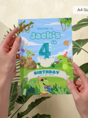 Birthday Welcome Sign 4Yo Cute Dinosaur Theme v1.0